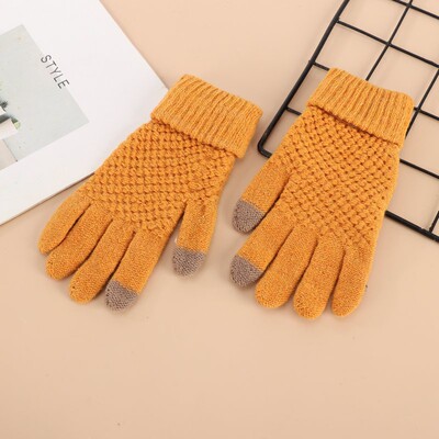 Warm Knit Touchscreen Gloves for Women, Winter Full-Finger I
