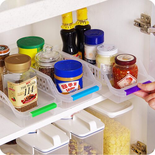 Japanese-style refrigerator plastic storage basket, food and
