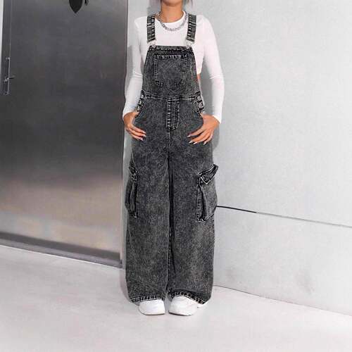 Teen Girl Denim Overalls Street Cool Style Streetwear