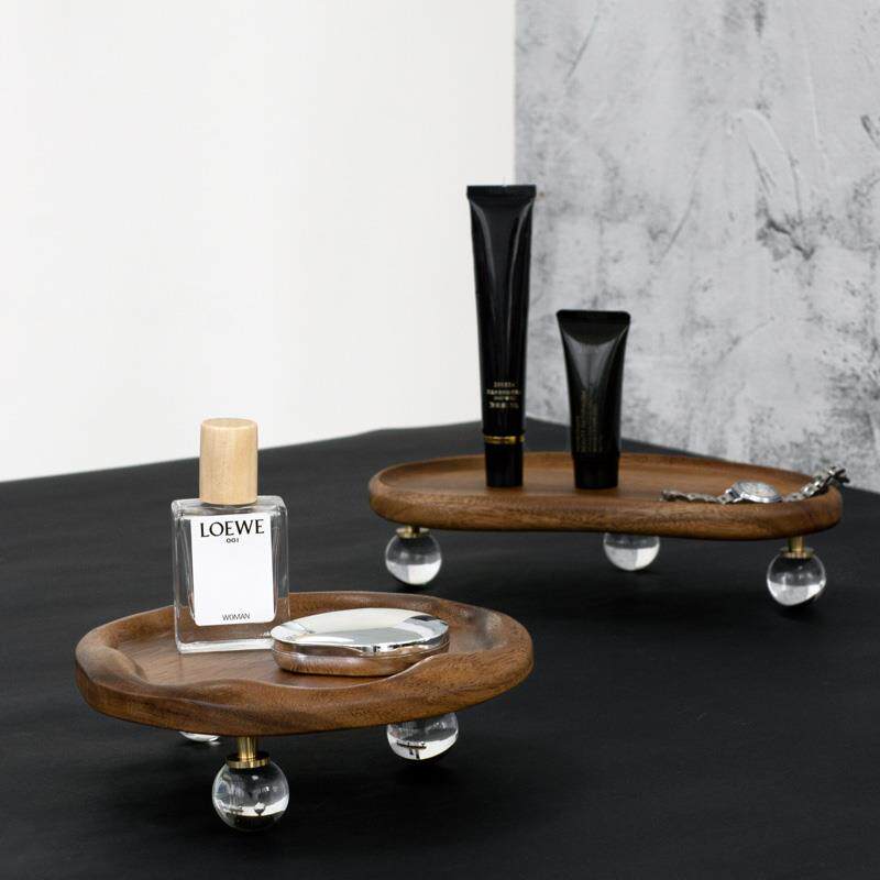 创意实木桌面收纳托盘梳妆台香水香薰首饰盘收纳盒玄关钥匙置物架