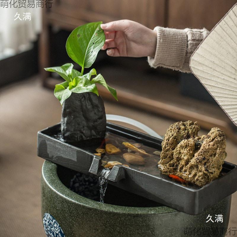 流水摆件鱼缸造景古法养鱼循环水池过滤器加湿家居装饰陶瓷垒德株