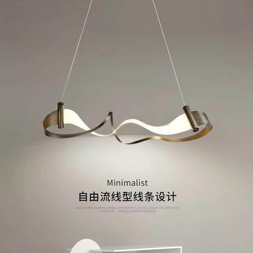 北欧现代简约艺术个性创意轻奢设计师餐厅灯吧台led长条吊灯