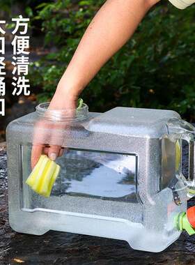 18升户外带龙头方形水桶pc纯净水桶储水桶家用饮水桶带盖车载露营