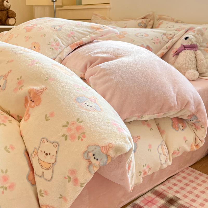 冬季加厚牛奶珊瑚绒被套单件150x200x230宿舍单人法兰绒单独被罩4