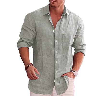 Polo collar long sleeved casual shirt for men翻领长袖衬衫男