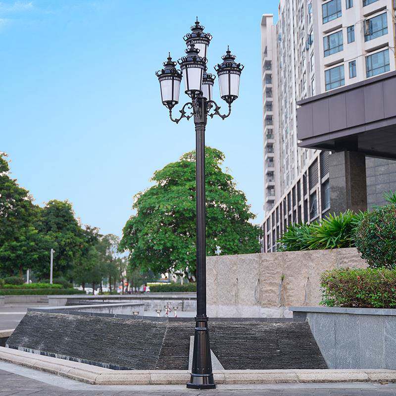 欧式户外防水小区路灯花园别墅家用景观灯庭院灯5头高杆皇冠路灯