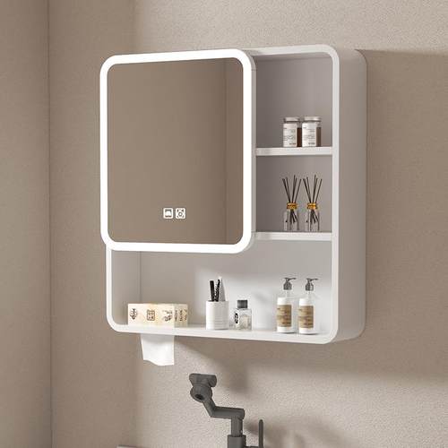 圆弧镜浴室镜柜挂墙式镜箱带置物架洗手间梳妆镜子防水储物收纳柜