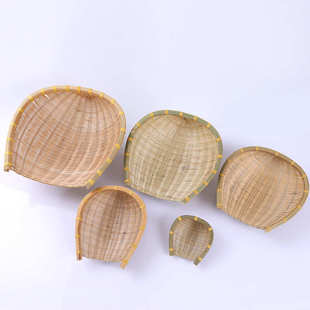 竹子簸箕竹编农家手工小簸箕竹编农家圆形竹编筐收纳幼儿园馒头篮