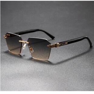 Trendy Casual Angular Geometric Rimless Sunglasses with
