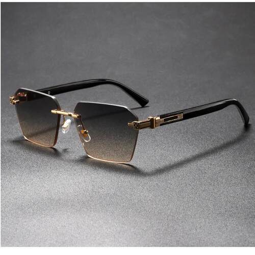 Trendy Casual Angular Geometric Rimless Sunglasses with