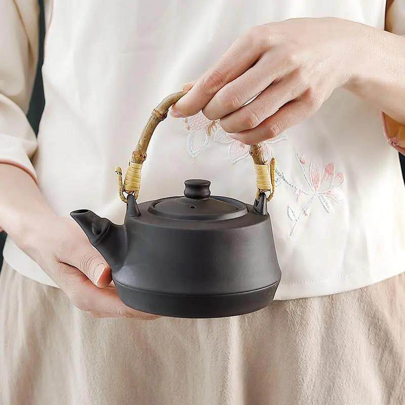 围炉煮茶茶壶家用室内大容量碳烤壶黑晶炉陶瓷煮茶壶户外煮水壶