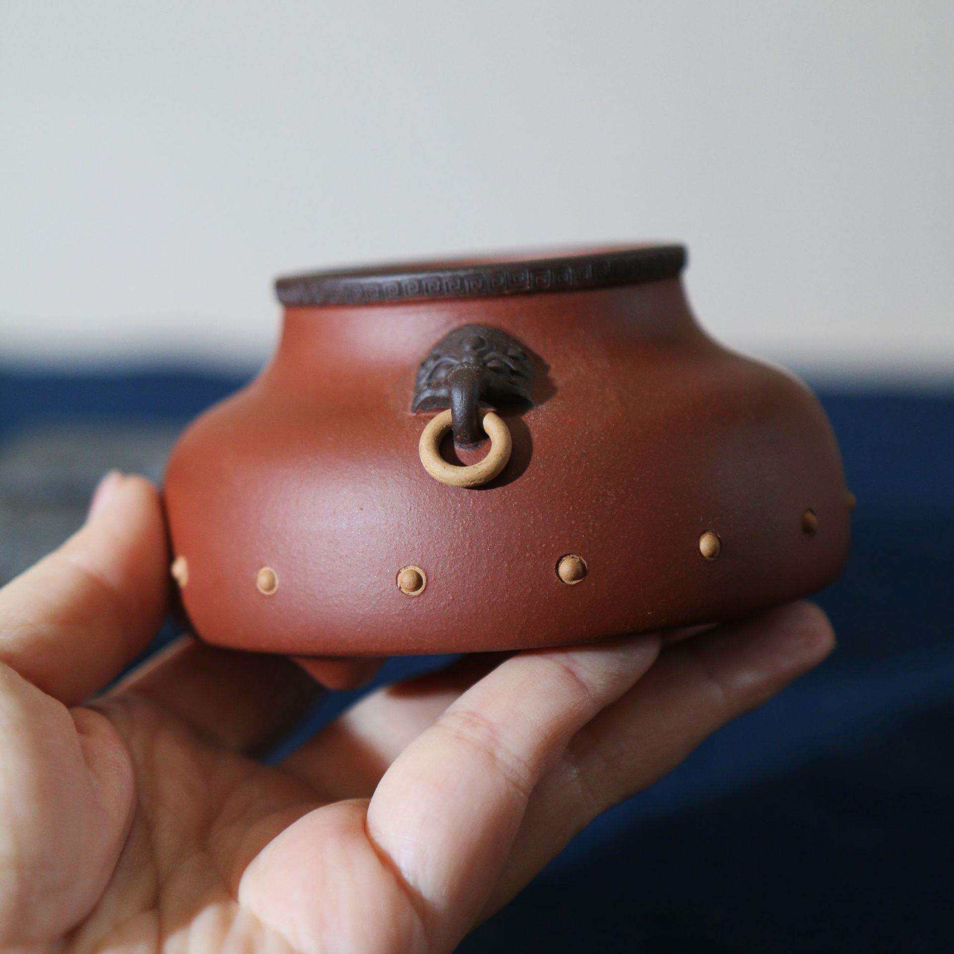 紫砂花盆手工盆景盆微型盆盆掌上盆栽盆兽钮名家盆孙伟制仿徐汉棠