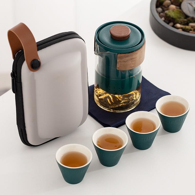 旅行茶具便携户外露营泡茶壶陶瓷快客杯一壶四杯功夫茶具套装礼品