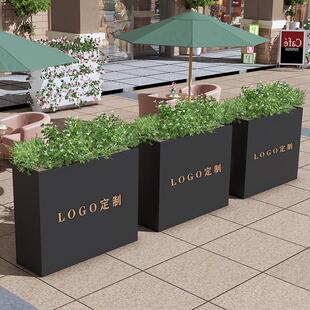 不锈钢花箱户外庭院花坛围栏商业街广场花槽奶茶店花盆铁艺隔断墙