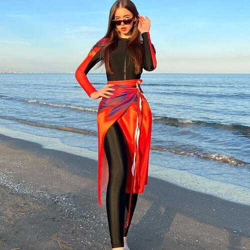 Womens Fashionable Islamic Swiear Set High Stretch Modest