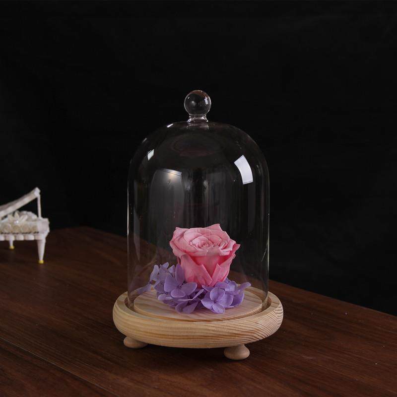 情人节永生花玻璃罩古玩粘土工艺品防尘罩蛋糕罩微景观玻璃瓶