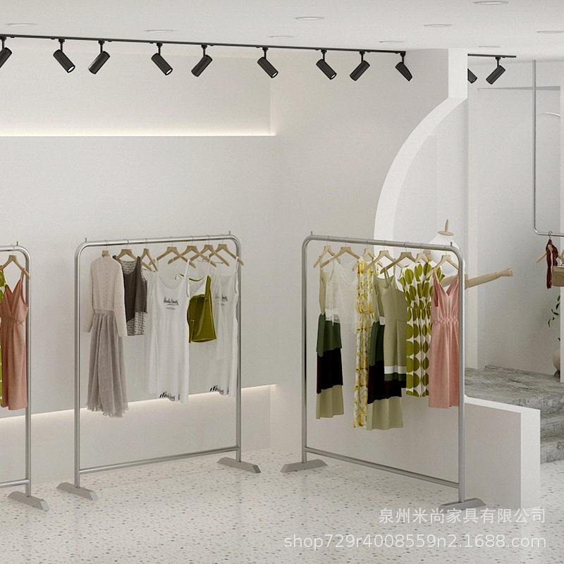 新款直销女装店展示架不锈钢服装店衣架陈列展示中岛架镜面电镀架