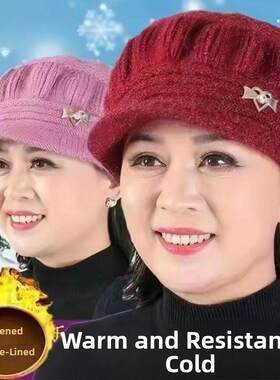采购产品秋冬女帽，时尚南瓜帽，丝绒加厚妈妈帽，中老年针织羊毛
