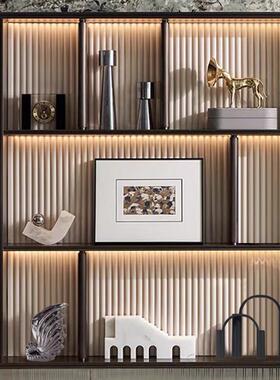 现代轻奢样板间书房书架饰品摆件装饰画花艺客厅装饰柜软装组合