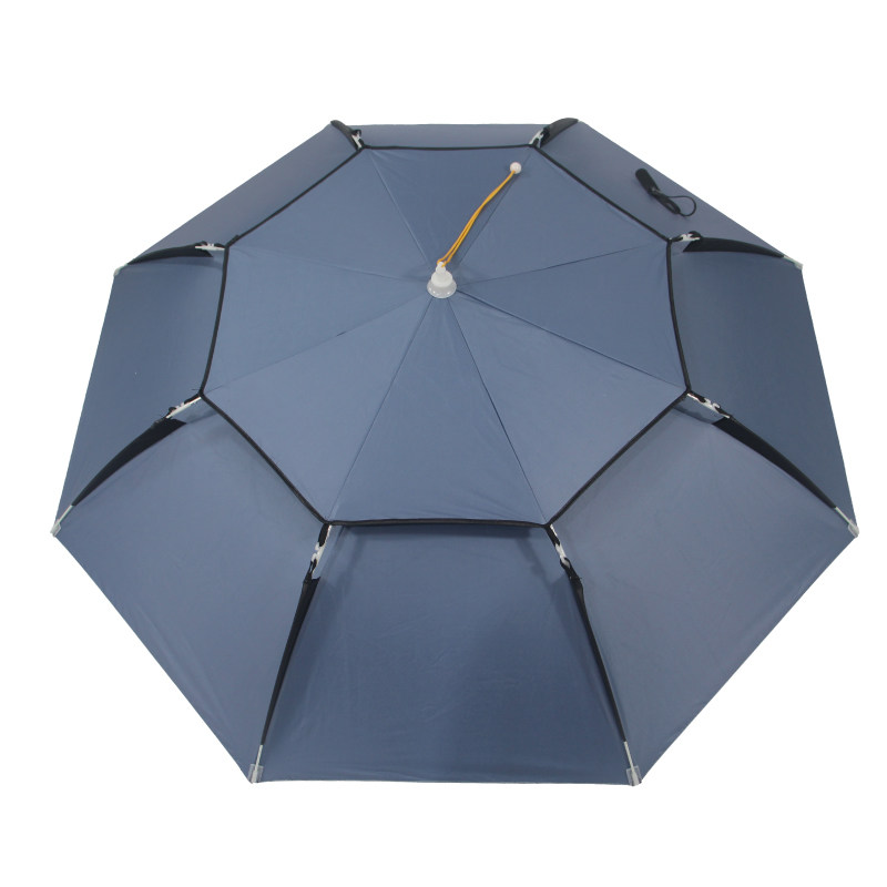 新款头戴伞钓鱼帽伞大号户外遮阳头伞折叠防晒透气黑胶帽伞垂钓伞