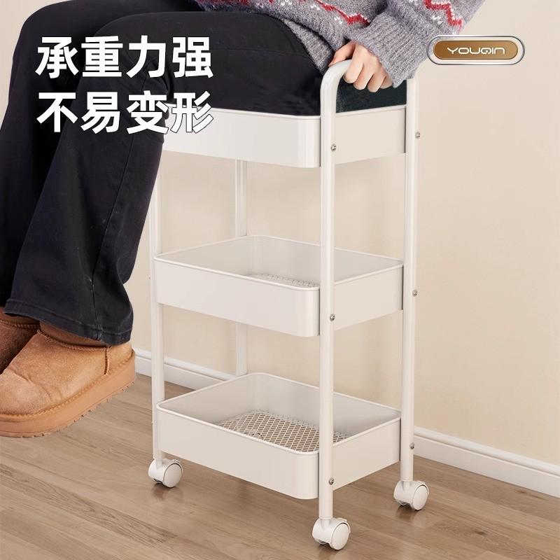 加厚碳钢小推车置物架厨房客厅落地移动卧室多层浴室收纳储物架子