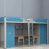 床下床床一体公寓组书桌桌合上下铺员工床大学铁架上宿舍双层批发