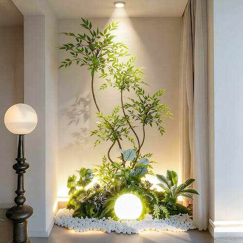 仿真南天竹造景室内绿植入户玄关景观植物橱窗大型假树摆件装饰