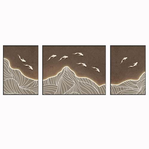 简约抽象山脉现代轻奢客厅装饰画沙发背景墙挂画办公室大气三联画