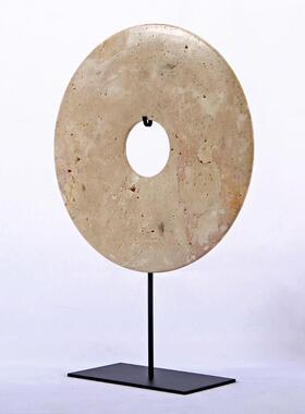 新中式简约玉璧系列摆件家居饰品售楼处软装客厅酒店搭配工艺品