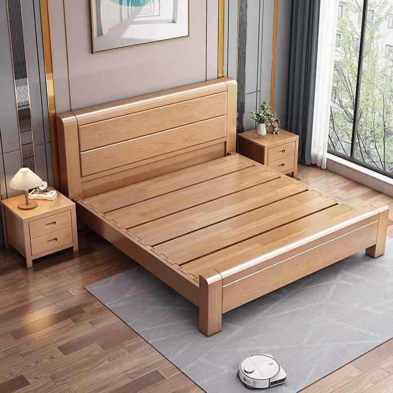 厚榉木实木床18米加双人1米5单人床2米GMGx2.2米大床主卧.木原床