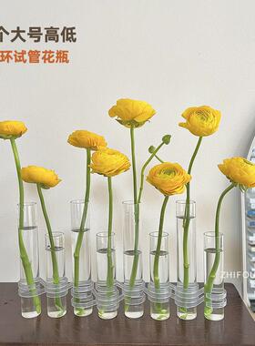 网红玻璃试管花瓶一排折叠款水培鲜花洋牡丹插花瓶客厅摆件ins风
