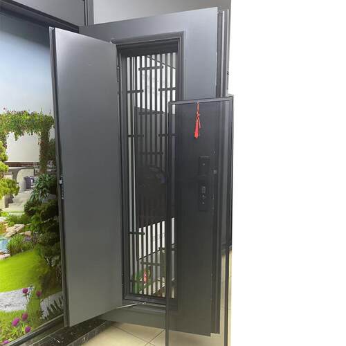 标准4级防盗通风门 门中门防盗门安全门铝条拼接款式悬浮加高门楣