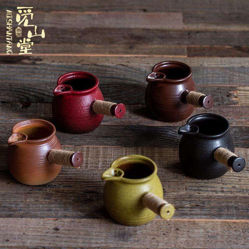 日式围炉煮茶侧把壶可干复古陶瓷烤茶罐电陶炉炭火炉白黑普洱茶壶