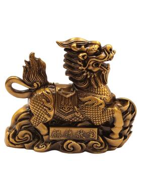 古铜色招财麒麟摆件一对大号客厅入户玄关家居饰品进新房麒麟献宝