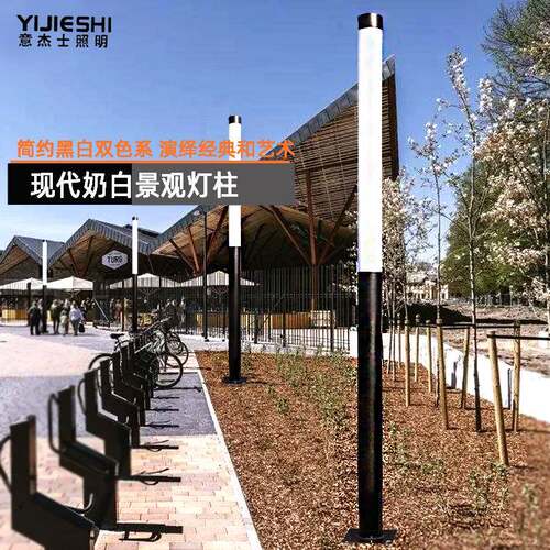 现3.5米不锈钢户外花园奶白亚克力小区路灯园林景观灯LED庭院灯
