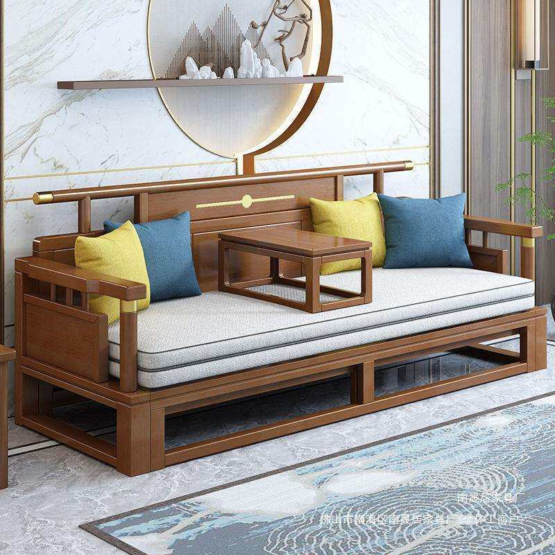 新中式全实木罗汉床简约沙发床折叠两用大小户型新款客厅一体床榻