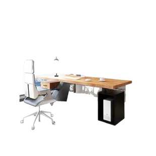 Loft北欧实木办公桌老板桌简约现代总经理办公桌工业风创意电脑桌