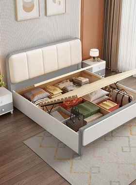 现YRF代简约白色实木床1.8米卧小轻户型中主1.5双人奢软式包储物