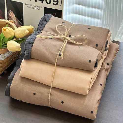 跨境法式皱皱纱花边全棉双层纱四件套A类母婴级公主风四件套