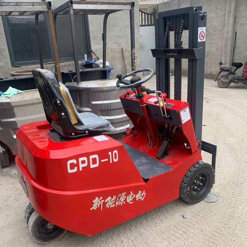 三支点叉车1吨座驾式堆车仓库搬运车新能源四轮电动小型叉车