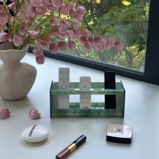 木石里亚克力桌面收纳盒多功能手机遥控器置物架轻奢茶几展示盒