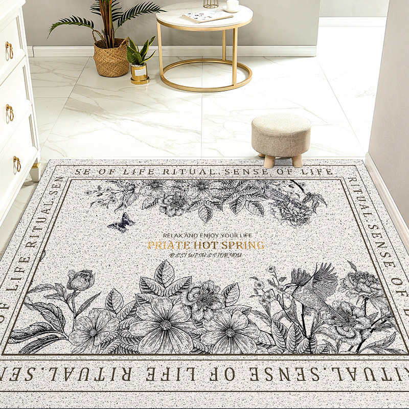 2024新款现代中式PVC花朵入户门地垫进门玄关地毯门口防滑门垫子