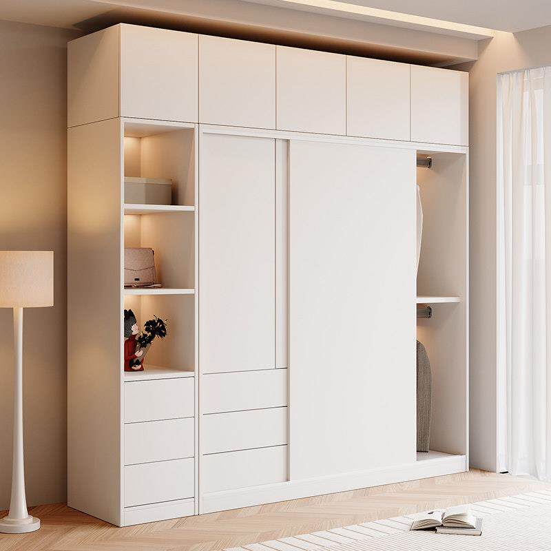 香港包邮全实木生态板定制大衣柜卧室家用简约现代出租房推拉门奶