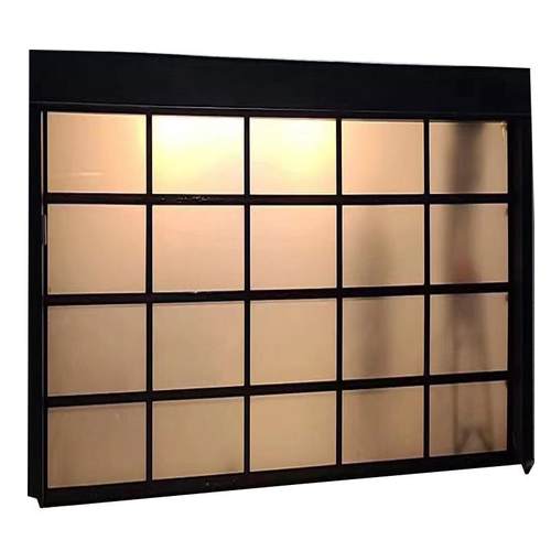 专业定制汽车4S店钢化透视玻璃车库门电动卷帘门工业垂直提升门