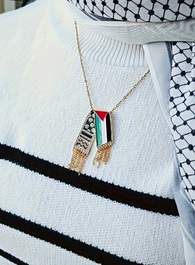 不锈钢链条炉内真空度18K阿拉伯地图库菲亚项链巴勒斯坦