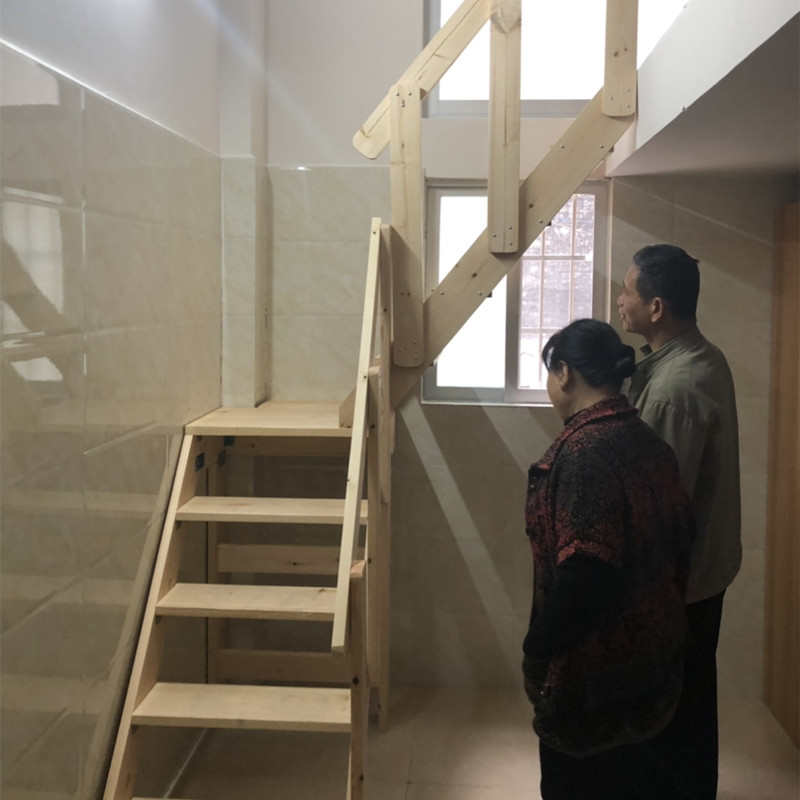 阁楼楼梯复式loft平台时尚简易定制转角旋转LU型登高实木室内梯子