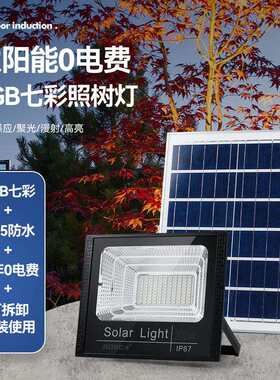 户外太阳能路灯高亮 聚宝盆照明照树灯公园道路RGB投光灯厂家