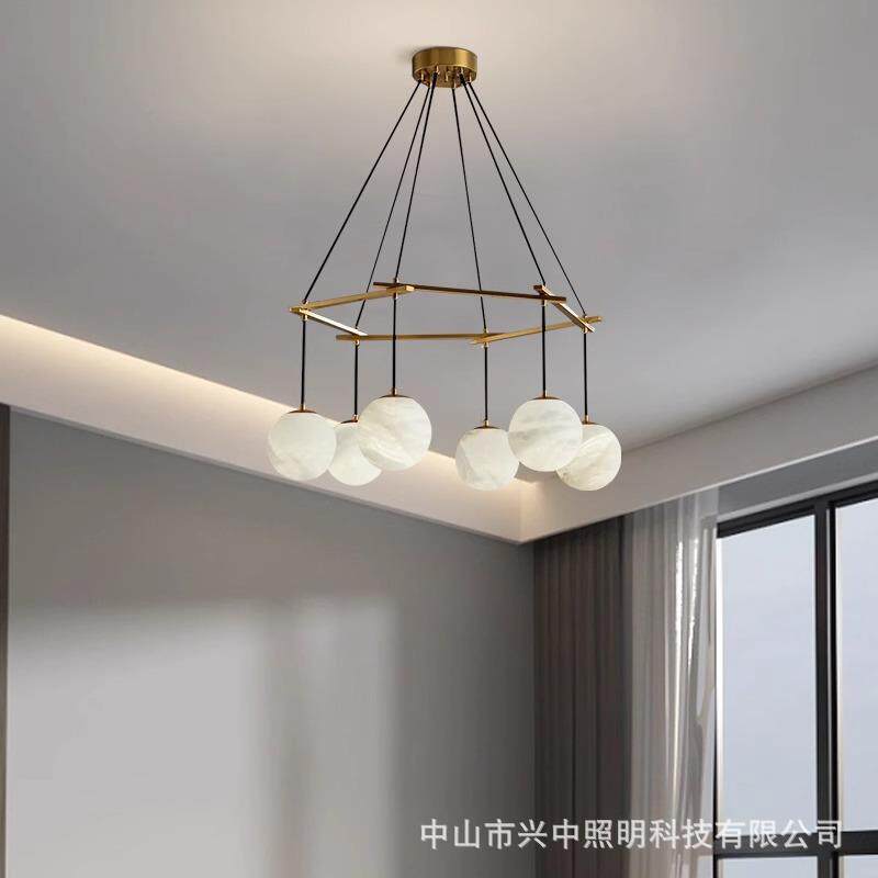 设计师款天然云石吊灯后现代简约客厅灯创意餐厅卧室样板间灯具