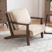 cs单人沙发椅胡桃木单椅子懒人阳台休闲椅客厅酒店实木洽谈桌椅