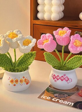 生日礼物女生办公室工位花束桌面小摆件手工编织送闺蜜实用伴手礼